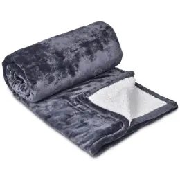 Serendipio Glacial Sherpa Fleece Blanket Dark Grey